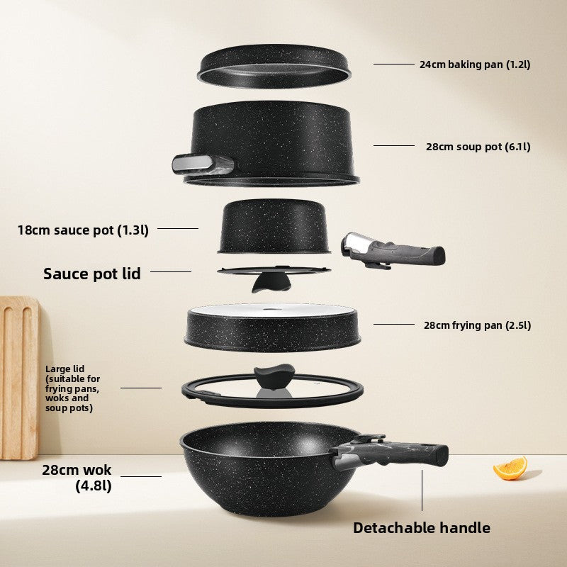 Removable Combination Nonstick Cookware Set Home Cooking