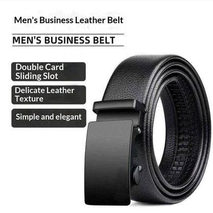 Men’s Smooth Leather Belt with Automatic Buckle – 1 Piece