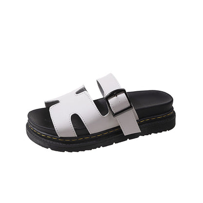 Women's Thick-Soled One-Word Buckle Casual Slippers Wear