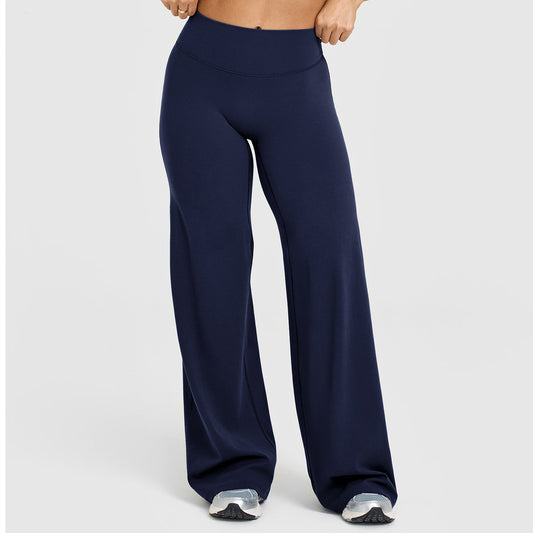 Loose Straight-Leg Yoga Pants Slimming High-Waisted Look
