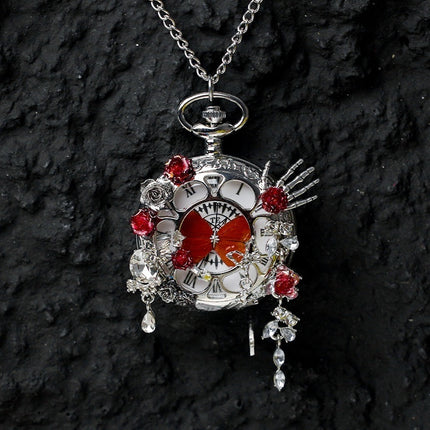 Couples Teal  Green Butterfly Animated Pocket Watch  Romantic