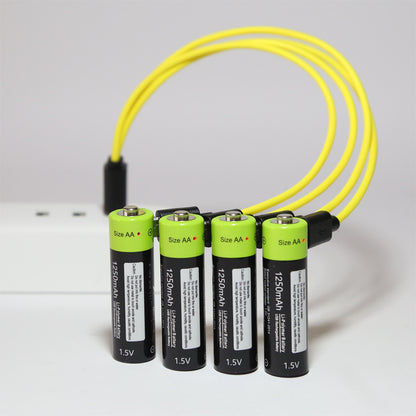 USB Rechargeable Lithium Battery 1.5V Set & Charging Cables