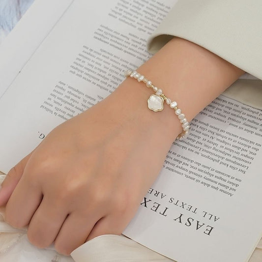 Women’s Freshwater Pearl Necklace and Shell Bracelet Set