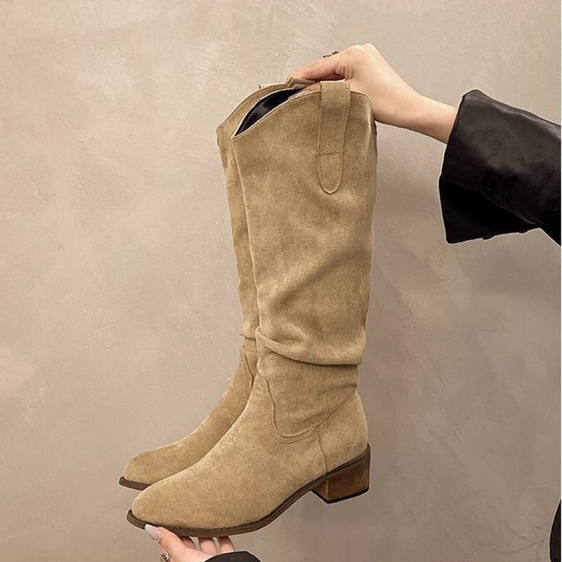 Retro Women's Chunky Heel Pointed Toe Versatile Boots