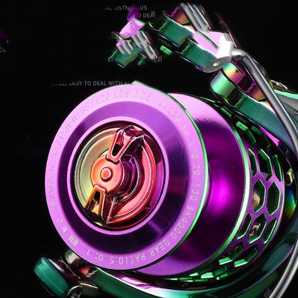 Colorful Spinning Fishing Reel – Honeycomb Hole Thread Cup