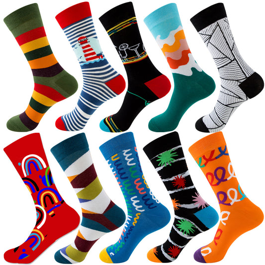 Men’s Autumn Diamond Patterned Socks Christmas Fruit Patterns