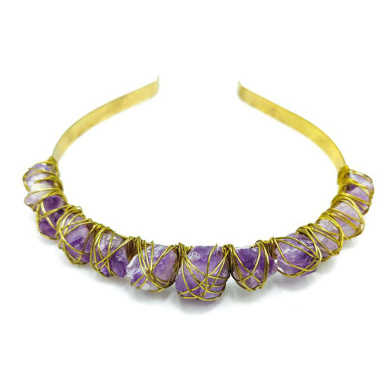 Natural Crystal Quartz & Amethyst Gemstone Wedding Headdress