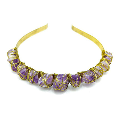 Natural Crystal Quartz & Amethyst Gemstone Wedding Headdress