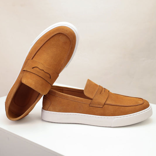 Mens Genuine Leather Slip-On Loafers Breathable Casual Shoes