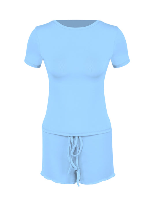 Buy Women’s Form-Fitting Short-Sleeve Set with Classic Crew Neck