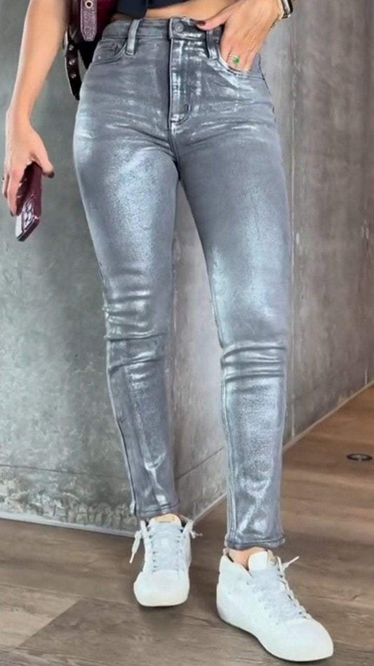 Buy Women’s Gold and Silver Stamping Stretch Skinny Jeans Online