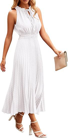 2024 Bohemian Chiffon Pleated Sleeveless Dress for Women