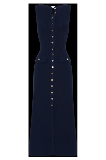 2025 Summer New Sleeveless Round Neck Slim Knitted Dress