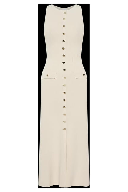 2025 Summer New Sleeveless Round Neck Slim Knitted Dress