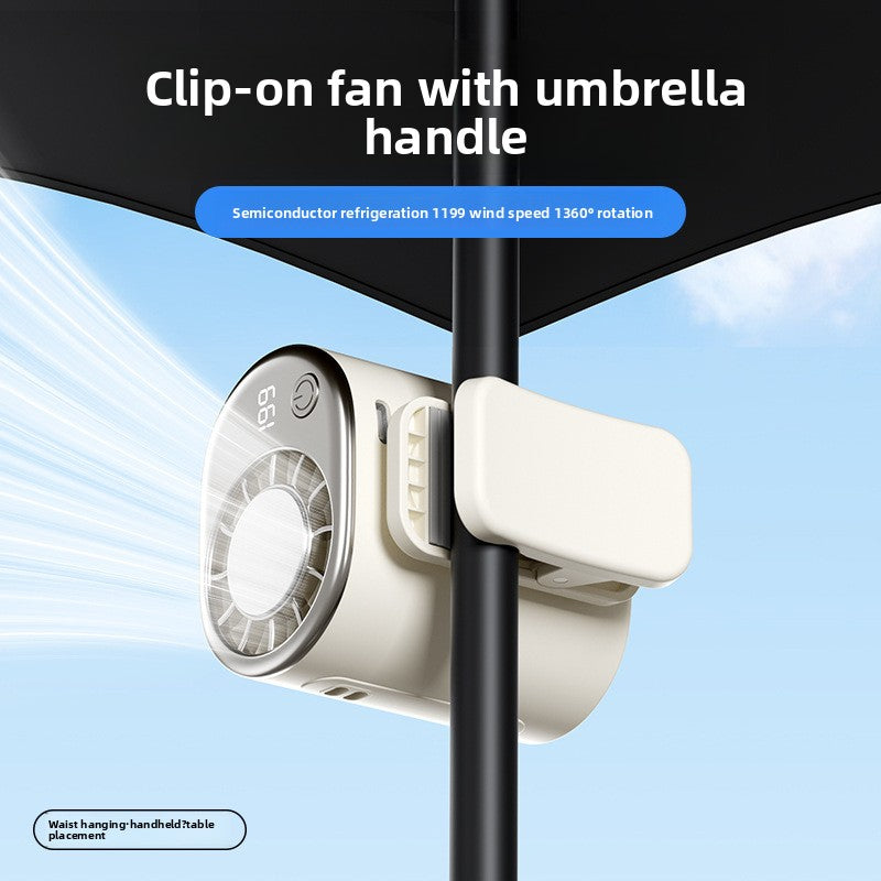 2026 New Model Cooling Ice Pack Waist Fan Semiconductor Portable Umbrella Clip Cooling Gadget USB Strong Wind Power