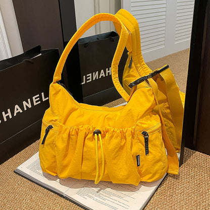 2026 Spring New Korean Style Lightweight Large Capacity Bag Women's Trendy Fashion Casual Drawstring Tote Bag