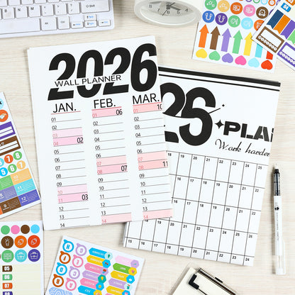 2026 Wall Calendar Planner Self-discipline Tracker