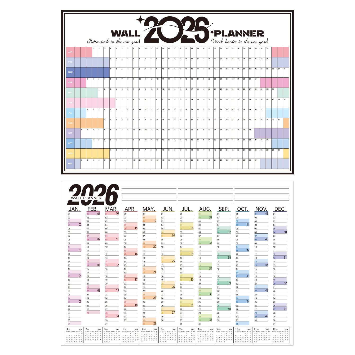 2026 Wall Calendar Planner Self-discipline Tracker