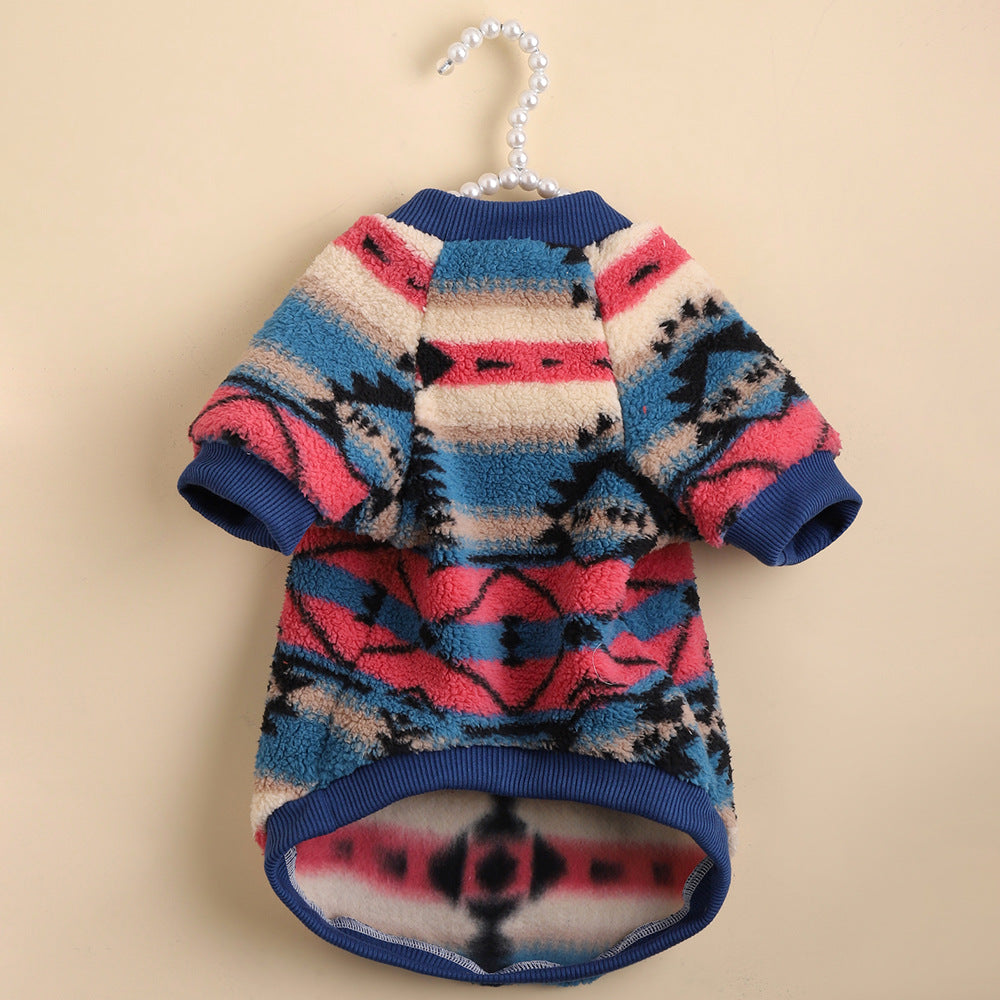 Cute Striped Fleece Dog Sweatshirt – Stylish Pet Clothes