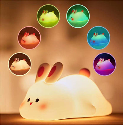 Cute Rabbit LED Night Light Touch Sensor Kids Bedside Lamp