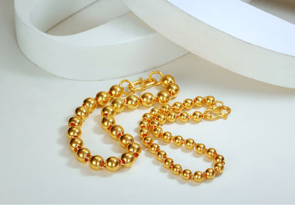 Men's Round Bead Bracelet with 24K Gold Imitation Finish
