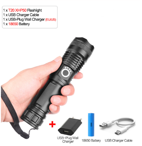 USB Charging Zoom P50 Flashlight – High Power LED Torch