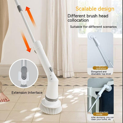 Electric Scrubber Cleaning Brush Telescopic Long Handle Tool