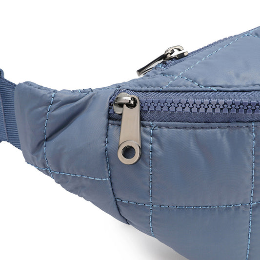 Solid-color Casual Crossbody Waist Bag – Quilted Diamond Style