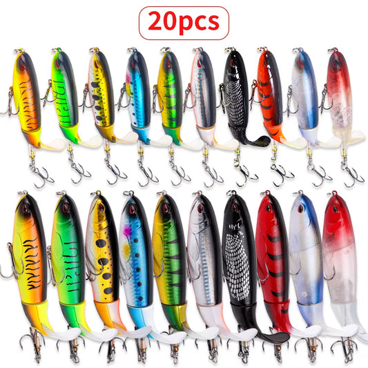 20pcs Topwater Popper Lures Set – 3D Eyes ABS Baits for Bass & Pike Global swanky 1