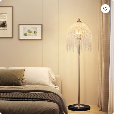 Cascading Crystal Floor Lamp Vintage Design with Marble Base