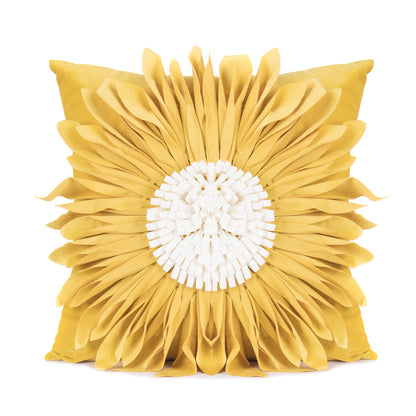 White Throw Pillow – Modern Velvet 3D Chrysanthemum Cushion