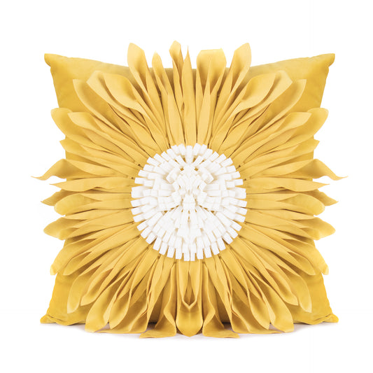 White Throw Pillow – Modern Velvet 3D Chrysanthemum Cushion