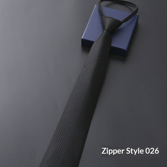 Mens Business Formal Zipper Tie With Blue Stripes for Office