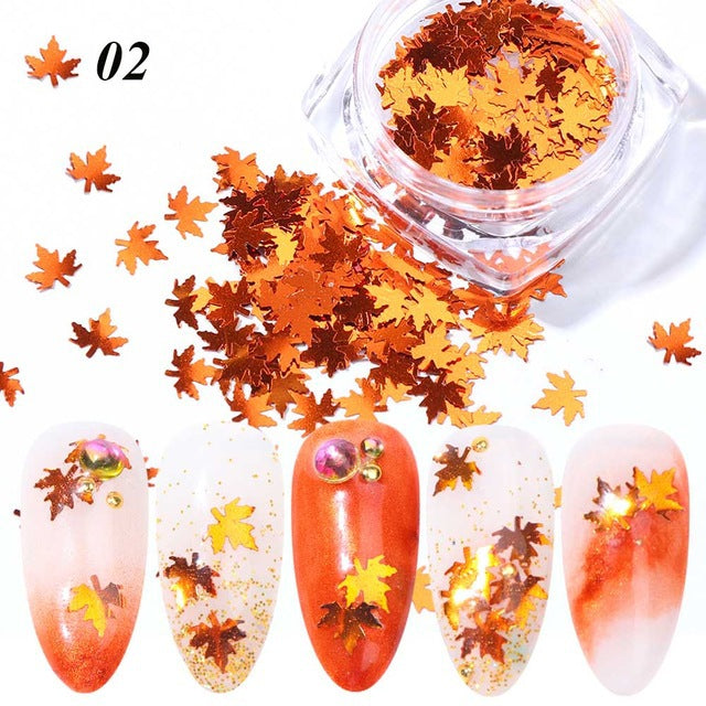 Maple Leaf Gradient Nail Sequins Stylish Nail Decorations