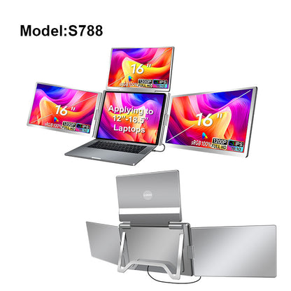FHD Triple Monitor Laptop Screen Extender with 205° Rotation