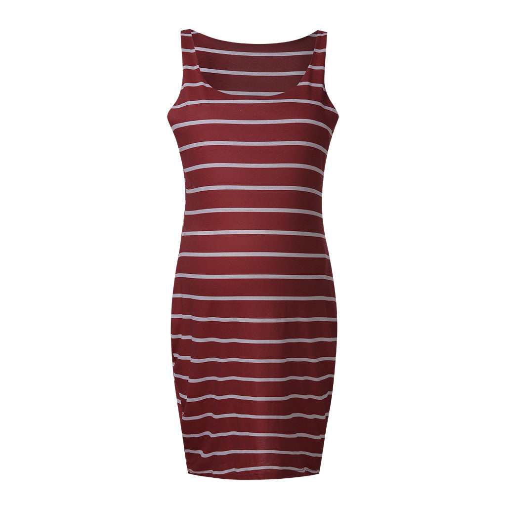 Striped Maternity Dress Versatile Vest Dress Expecting Mothers