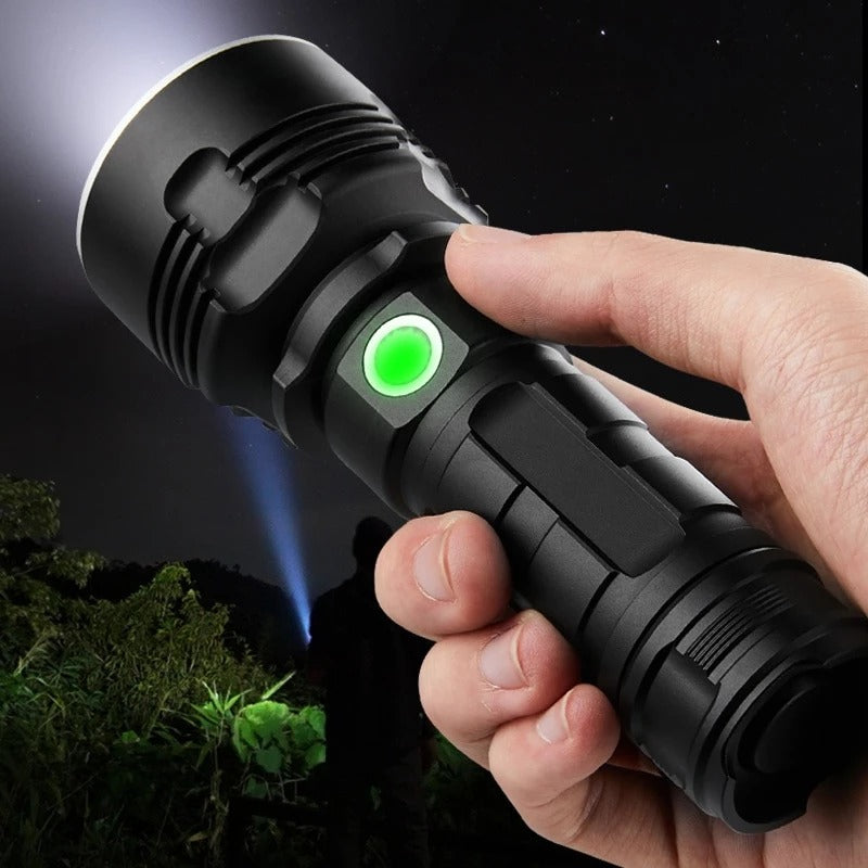 High Power LED Flashlight 20W Rechargeable 500m Range Torch