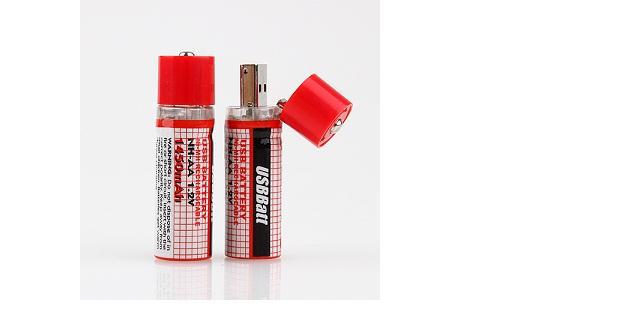 2 x USB 1450mAh Rechargeable Batteries Charge with USB Ease