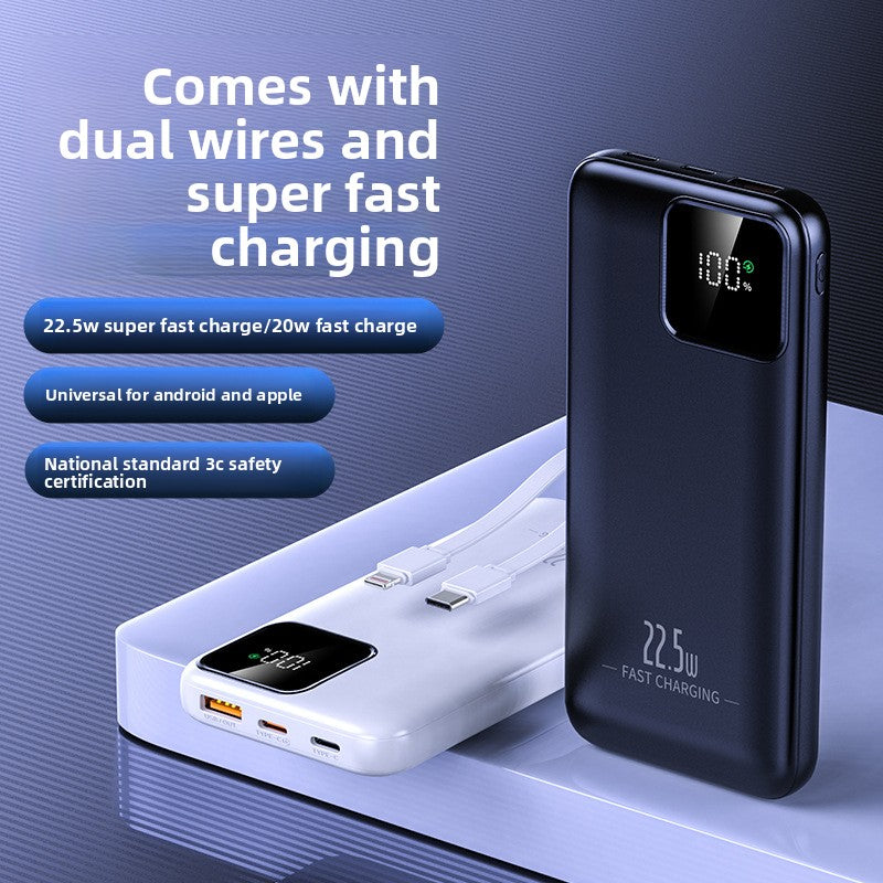 22.5W super fast charging power bank with built-in cable