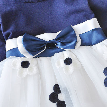 Long Sleeve Flower Bow Dress – Perfect for Special Occasions