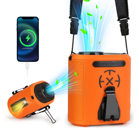 5-in-1 Portable Waist Clip Fan with Flashlight & 5 Speeds