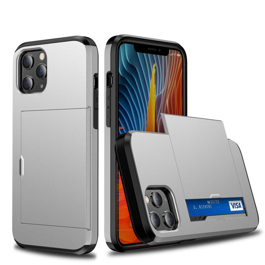 Buy iPhone 12 Card Push Anti-Drop Sliding Phone Case Compatible