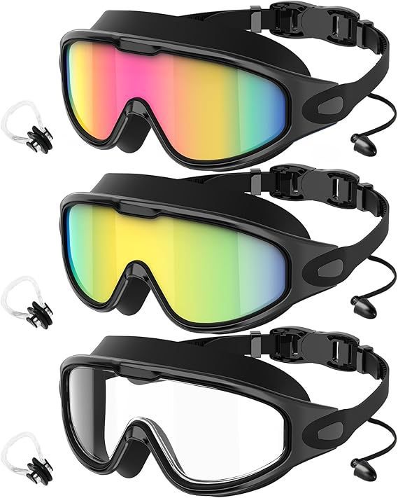 Large Frame Anti Fog Swimming Goggles With Earplugs Uses Now