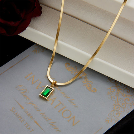 Luxury Blade Chain Pendant Emerald Zircon Advanced Light Sense