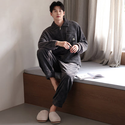 Men’s Coral Velvet Pajamas Suit – Soft & Luxurious Loungewear