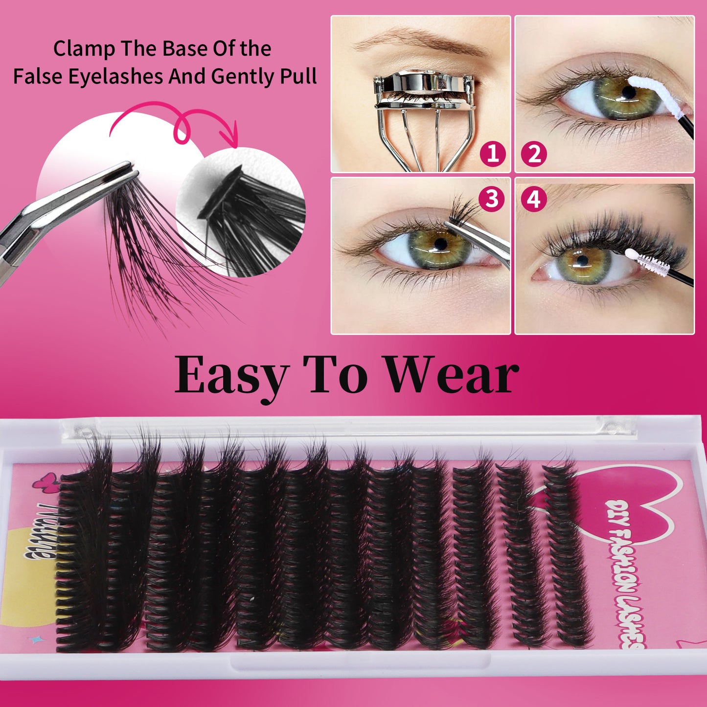 240 clusters of thick D-shaped false eyelashes