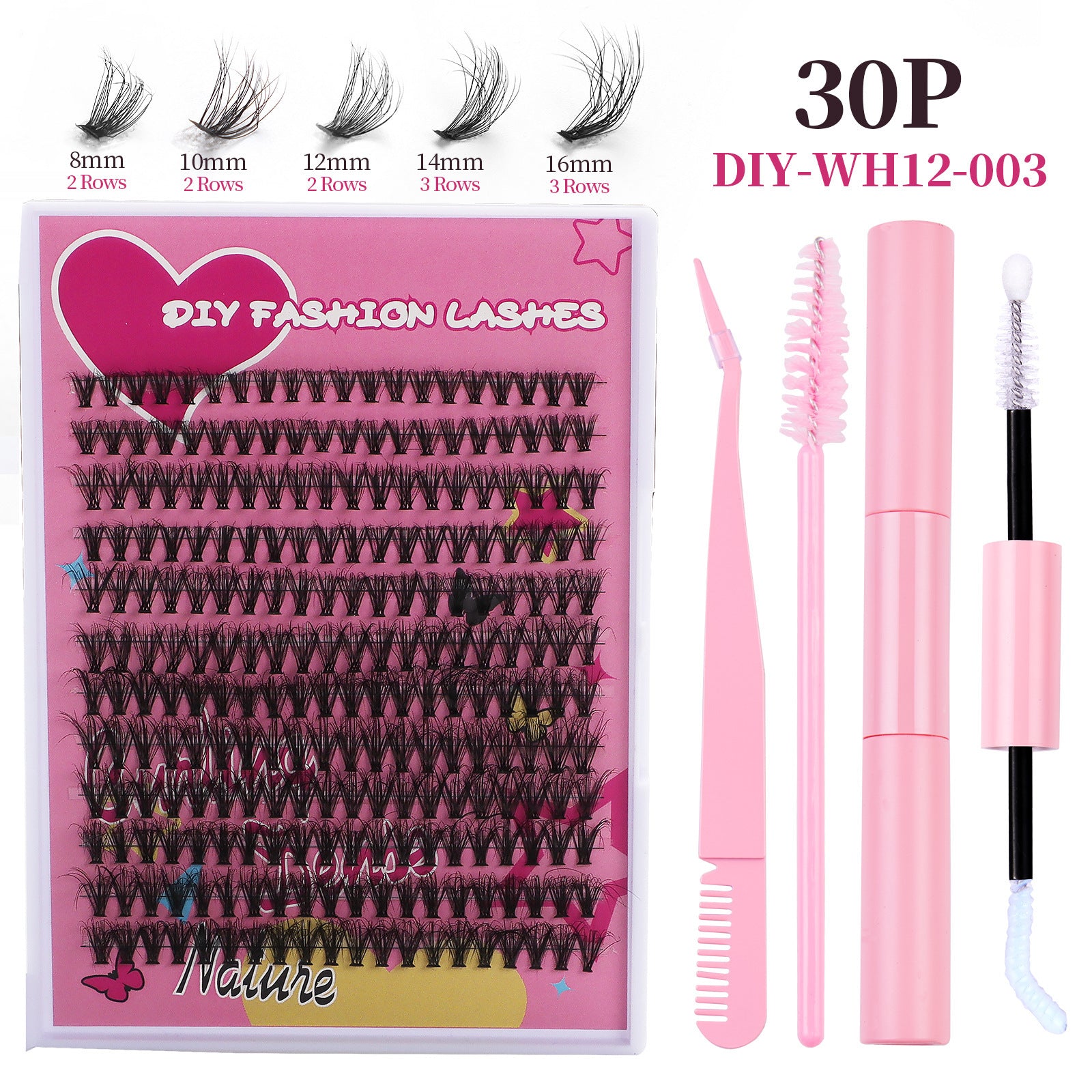 240 clusters of thick D-shaped false eyelashes