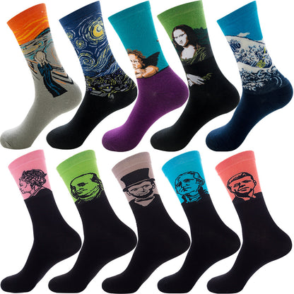 Men’s Autumn Diamond Patterned Socks Christmas Fruit Patterns