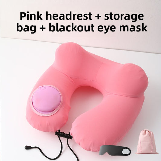 Press-Type Inflatable U-Shaped Travel Neck Pillow Comfort