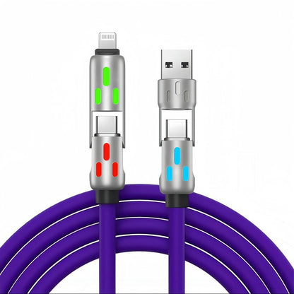 240W Colorful Breathing Light Four-in-One Super Fast Charging Data Cable